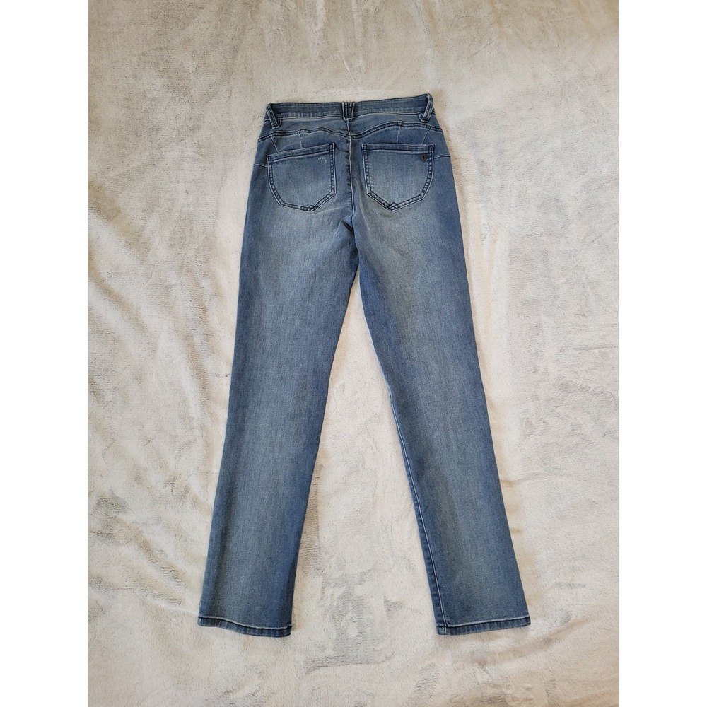 Democracy Womens Size 2  Blue Ab Solution Straight Leg Distressed Denim Jeans - Picture 7 of 12